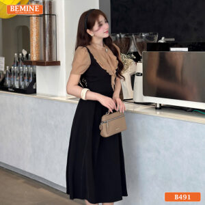 Đầm thiết kế BEMINE B491 dáng chữ A giúp che khuyết điểm.