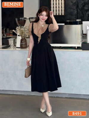 Mẫu đầm công sở BEMINE B491 dáng chữ A tôn dáng hiệu quả.
