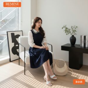 Đầm BEMINE B448 dáng chữ A giúp che khuyết điểm hiệu quả.