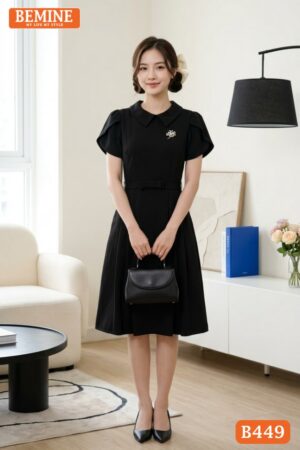 Ảnh chụp toàn thân đầm BEMINE B449 công sở nhã nhặn.