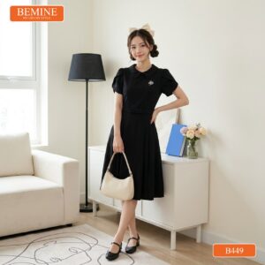 Đầm thiết kế BEMINE B449 dáng chữ A giúp che khuyết điểm.