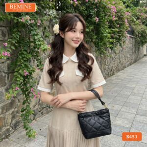 Ảnh chụp thực tế đầm BEMINE B451 với chất liệu vải cao cấp.