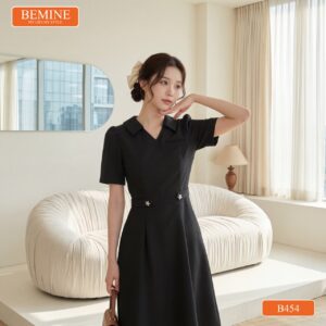 Đầm thiết kế BEMINE B454 dáng chữ A cổ sơ mi thanh lịch.