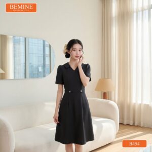 Ảnh chụp toàn thân đầm thiết kế BEMINE B454 màu sắc nhã nhặn.