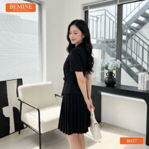 Cận cảnh chất liệu vải cao cấp của mẫu đầm BEMINE B457.