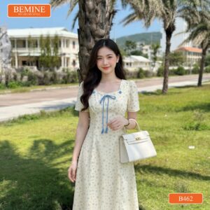 Ảnh chụp toàn thân đầm thiết kế BEMINE B462 dáng xòe nhẹ.