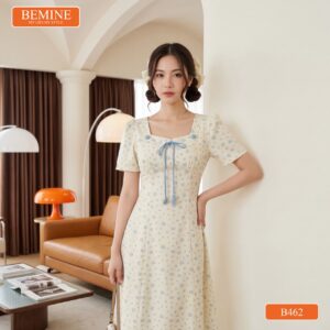 Đầm thiết kế BEMINE B462 dáng chữ A cổ vuông thanh lịch.