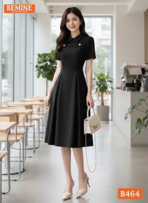 Đầm thiết kế BEMINE Peplum Công Sở Cổ Tròn B464