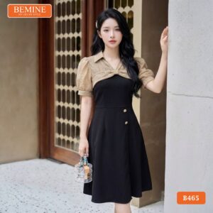 Cận cảnh chất liệu vải cao cấp của đầm thiết kế BEMINE B465.