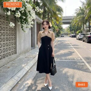 Người mẫu mặc đầm BEMINE B465 tôn dáng trong mọi khung hình.