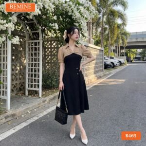 Mẫu đầm công sở BEMINE B465 thiết kế cổ sơ mi thanh lịch.