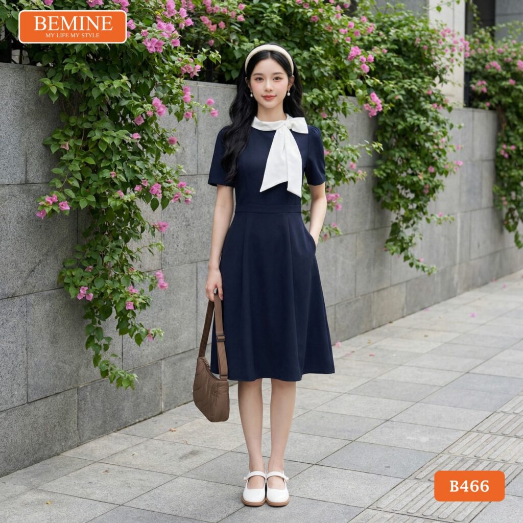 Đầm công sở BEMINE B466 phù hợp đi làm và gặp gỡ đối tác.