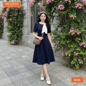 Hình ảnh thực tế đầm thiết kế BEMINE B466 màu sắc nhã nhặn.