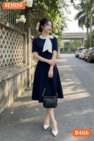 Thiết kế đầm chữ A cổ tròn thương hiệu BEMINE mã số B466.