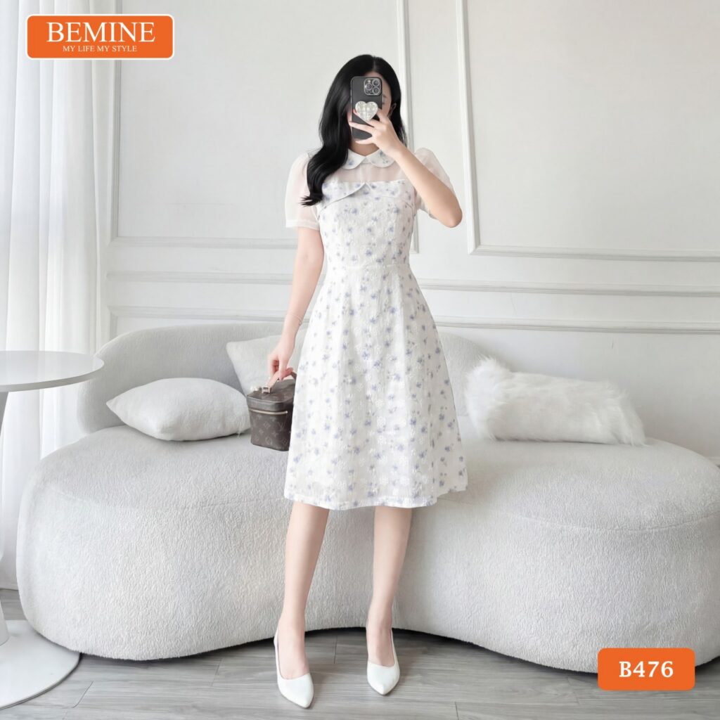 Người mẫu diện đầm thiết kế B476 tôn dáng và nữ tính.