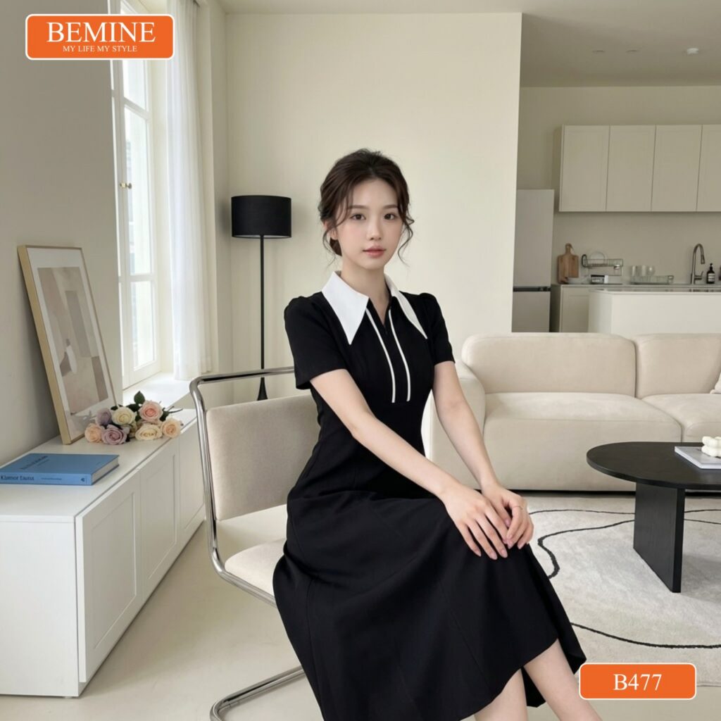 Da Trắng Nên Mặc Màu Gì? Bảng Màu Chuẩn Theo Từng Tone Da 11 Cận cảnh chất liệu vải cao cấp của đầm BEMINE B477.