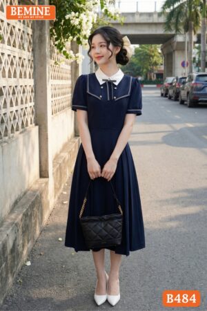 Đầm thiết kế BEMINE Peplum Công Sở Cổ Tròn B484