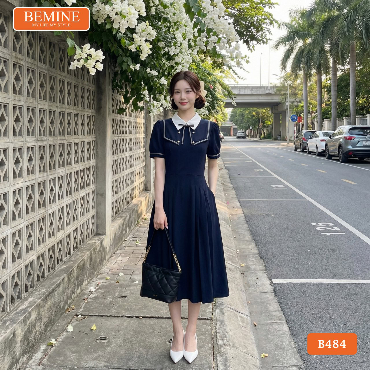 Đầm ren chữ A chiết eo cao thanh thoát cho dáng người quả lê