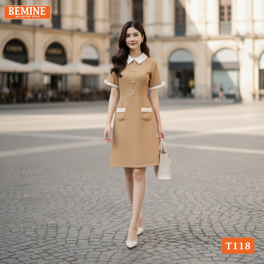 Người mẫu diện đầm BEMINE T118 tôn dáng phù hợp đi tiệc.