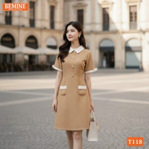 Phong cách thời trang nữ tính sang trọng với đầm BEMINE T118.