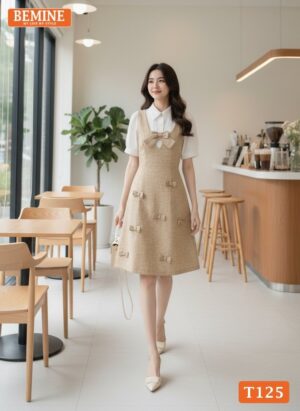 Thiết kế đầm chữ A phối tweed thương hiệu BEMINE mã T125.