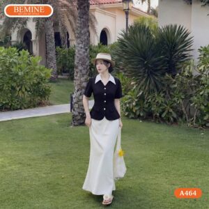 Cận cảnh đường may sắc sảo trên mẫu áo thiết kế BEMINE A464.