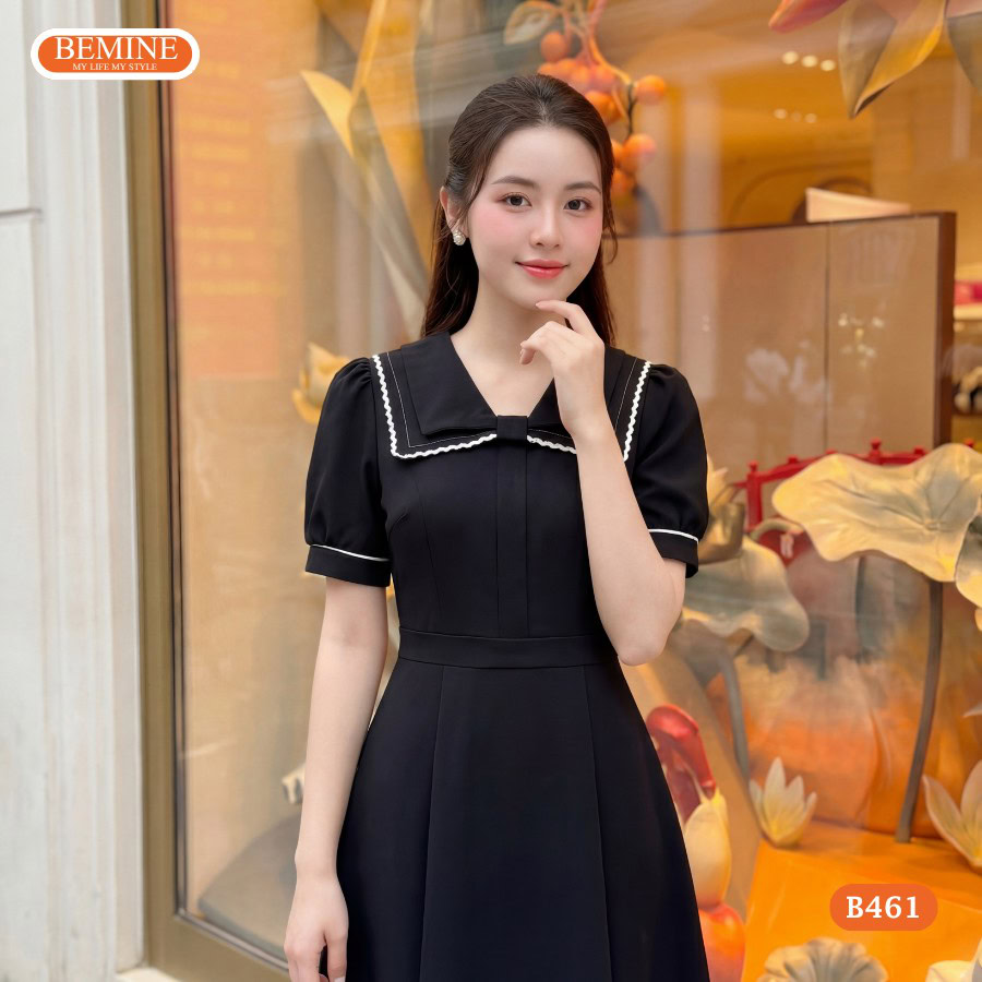 Đầm Thiết Kế BEMINE Dáng Chữ A Cổ Nơ Kiểu Chạy Viền B461 1 Đầm thiết kế BEMINE dáng chữ a cổ nơ kiểu chạy viền B461 đón đầu xu hướng thời trang hiện đại.