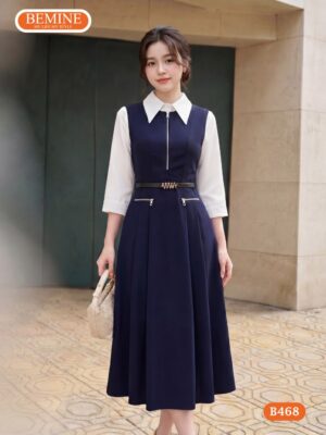 Hình ảnh thực tế đầm chữ a khóa kéo BEMINE mã sản phẩm B468.