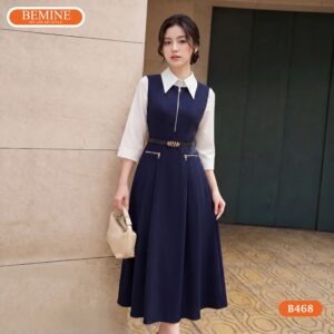 Cận cảnh chất liệu vải bền đẹp của đầm thiết kế BEMINE B468.