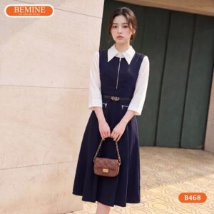 Chi tiết khóa kéo trước tạo điểm nhấn năng động cho đầm B468.