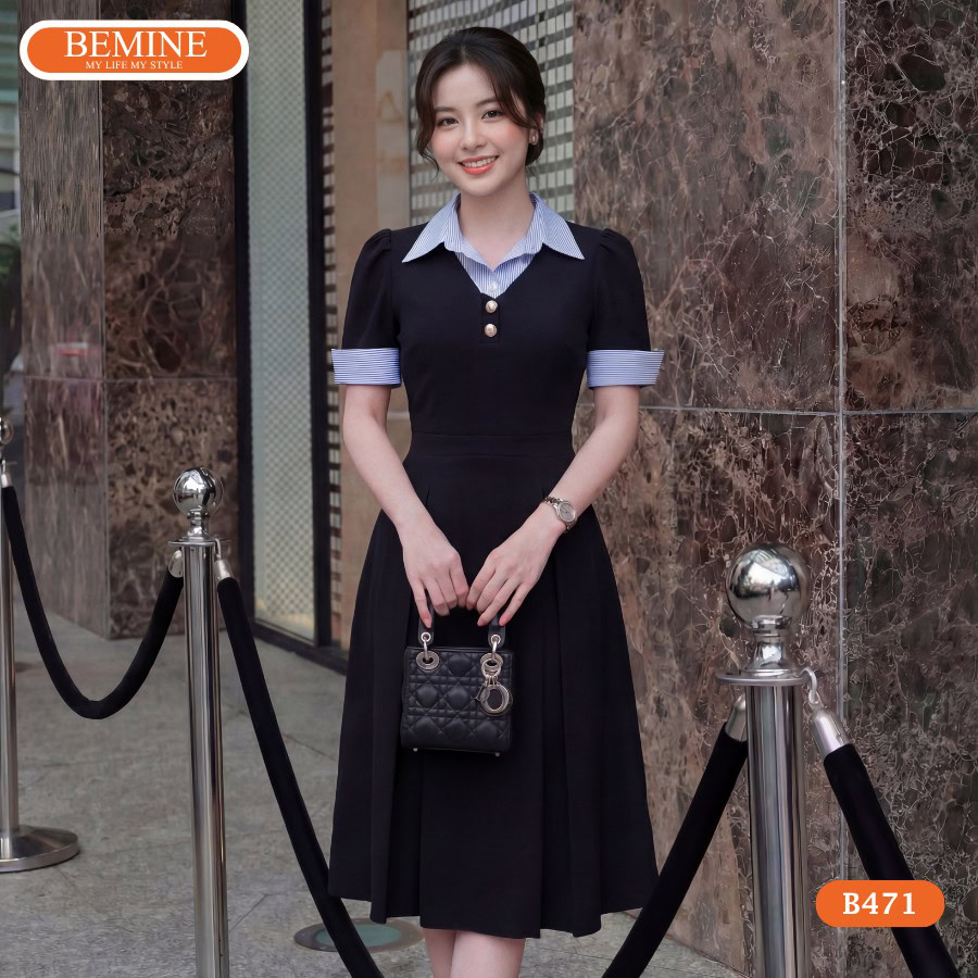 Đầm suông mặc với gì: Khoác thêm blazer thiết kế BEMINE.