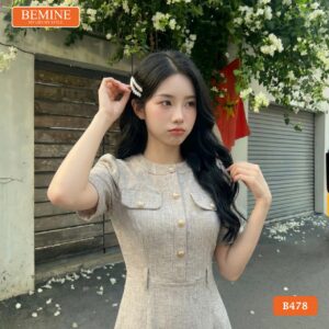 Cận cảnh chất liệu vải cao cấp của mẫu đầm thiết kế B478.