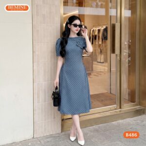 Cận cảnh chất liệu vải cao cấp của mẫu đầm thiết kế B486.