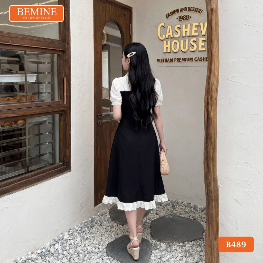 Đầm BEMINE B489 dáng chữ A phù hợp nhiều hoàn cảnh khác nhau.