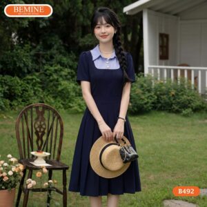 Phong cách công sở hiện đại với đầm xếp ly BEMINE B492.