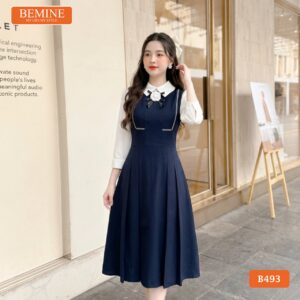 Mẫu đầm công sở BEMINE B493 dáng chữ A tôn dáng hiệu quả.