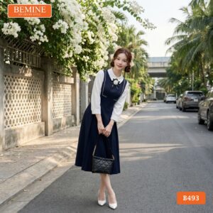 Thiết kế đầm chữ A tay lửng thương hiệu BEMINE mã B493.