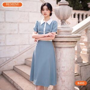 Người mẫu diện đầm chữ a cổ đức BEMINE mã số B495.