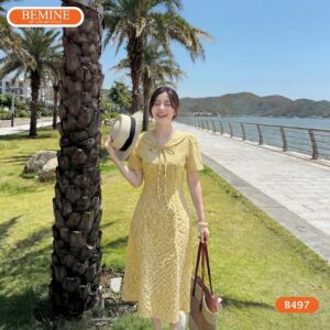 Đầm thiết kế BEMINE B497 dáng chữ A cổ thủy thủ thanh lịch.
