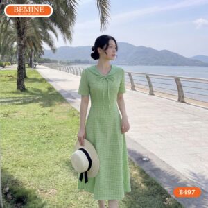 Chi tiết nơ caro tinh tế là điểm nhấn của mã sản phẩm B497.