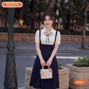 Đầm thiết kế BEMINE B501 dáng chữ A cổ đức thanh lịch.