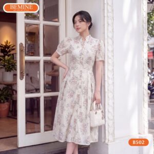 Phong cách thời trang thanh lịch cùng đầm xô thêu BEMINE B502.