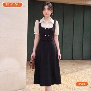 Đầm thiết kế BEMINE B504 dáng chữ a cổ đức thanh lịch.