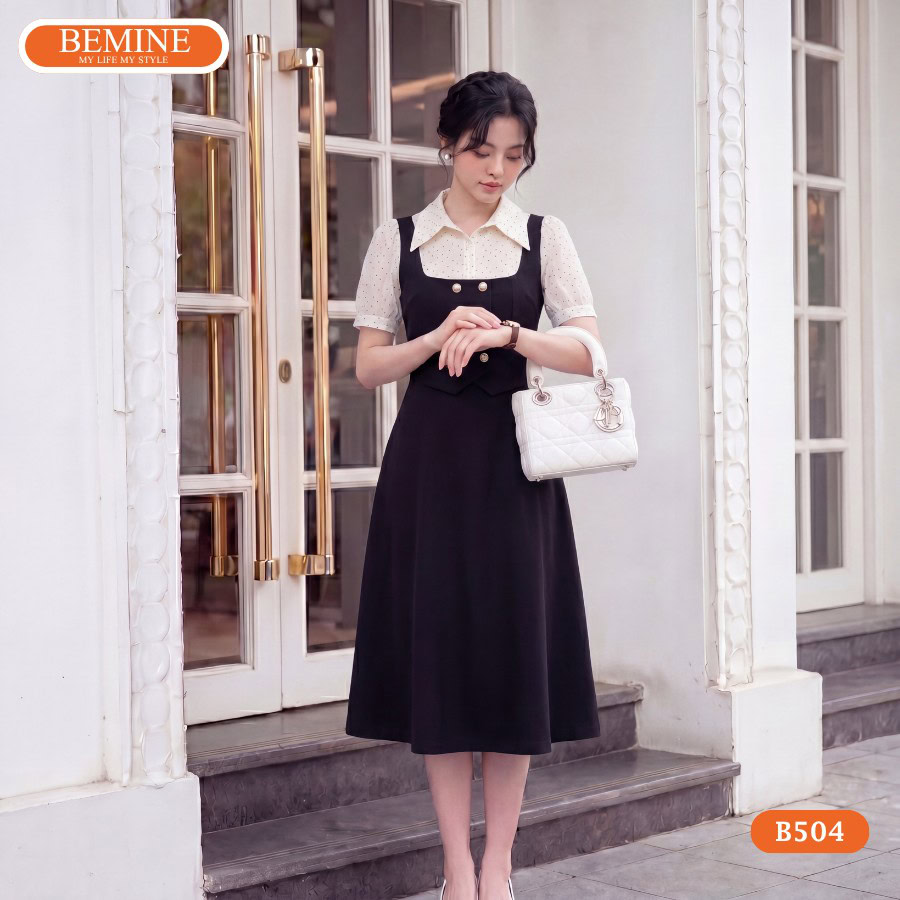 Đầm suông dáng dài BEMINE che khuyết điểm chân hiệu quả.