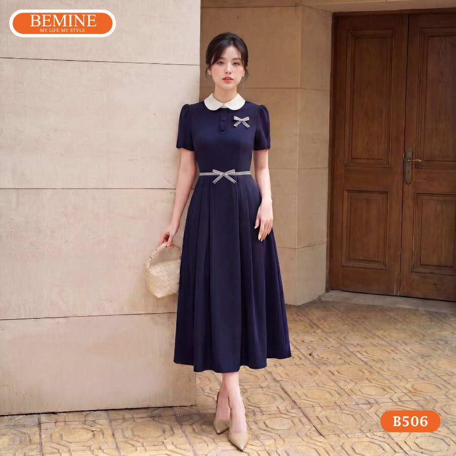 Đầm suông mặc với gì: Phối cùng thắt lưng bản nhỏ BEMINE.