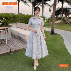 Mẫu đầm in hoa BEMINE B508 mang lại vẻ ngoài trẻ trung hiện đại.