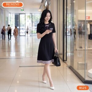 Hình ảnh thực tế đầm công sở BEMINE B525 chuẩn phom dáng.