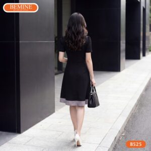 Cận cảnh đường may sắc sảo của mẫu đầm thiết kế BEMINE B525.