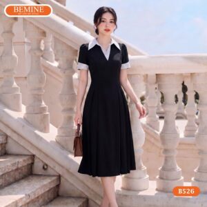 Hình ảnh thực tế đầm công sở BEMINE B526 phom dáng chuẩn.