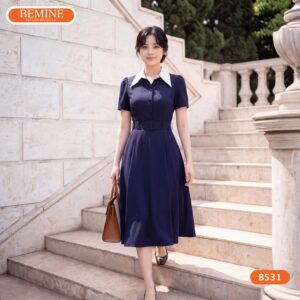 Hình ảnh thực tế đầm công sở BEMINE B531 chuẩn phom dáng.